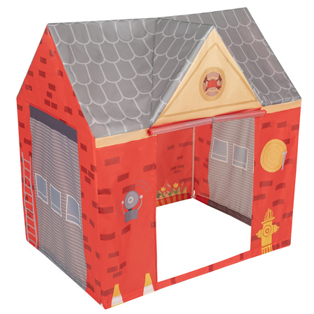 Tente De Jeu Pompier pour Enfants Forme De Pavillon Pour Bébés Design Pliable Tente Pop-Up Réaliste Inspiré Utilisation Intérieure Et Extérieure, rouge-gris: gris/jaune/rouge, 200 Balles