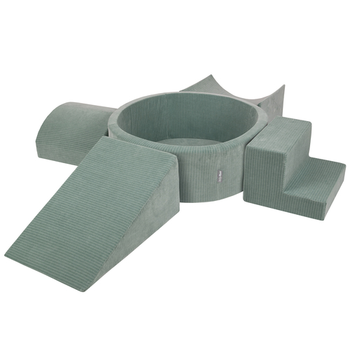 KiddyMoon Parcours Motricité En Mousse Avec Balles Enfants Favorise Créativité, Vert : vert clair/vert/jaune/rose poudré/rose, Piscine (200 Balles) + Version 5