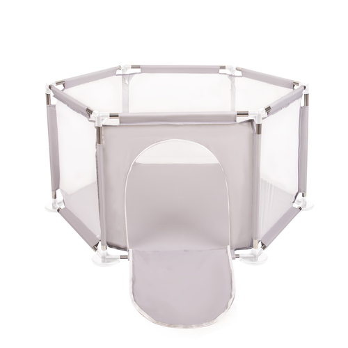 parc bébé hexagonal pliable avec balles plastiques, Gris:blanc/gris/rose poudré, 900 balles