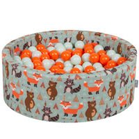 KiddyMoon Piscine à Balles ∅ 7Cm pour Bébé Rond Fabriqué En UE, renard-vert:orange/menthe, 90x30cm/200 balles
