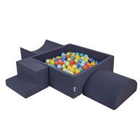 KiddyMoon Aire De Jeux en Mousse avec Carré Piscine À Balles pour Enfants, bleu foncé:vertClr/orange/turq/bleu/babybl/jaune, Piscine (200 Balles) + Version 6