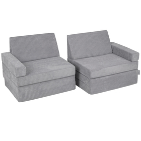 KiddyMoon Canapés Pliant pour Enfants Canapé-Lit Convertible Bébés-Canapé Lit Coucher Salle de Jeux Pliable Matelas au Sol Mini-Canapé Chaise-Lit, gris foncé, 140x55x30 cm