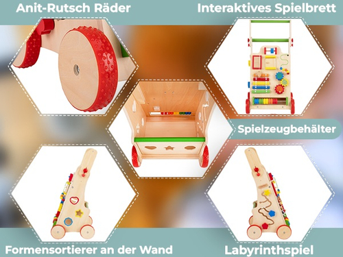 KiddyMoon Trotteur avec un Tableau D'activité, Chariot de Marche pour Bébé, Multicolore, Standard