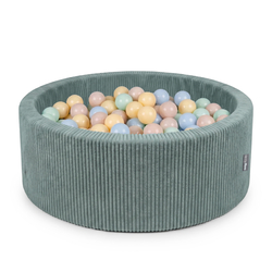 KiddyMoon Piscine Bébé, Piscine À Balles Pour Bébé Et Enfant, Piscine Enfant En Mousse Douce, Housse Côtelée Lavable, Vert: Beige pastel/Bleu pastel/Jaune pastel/Menthe, 90x30cm/200 Balles