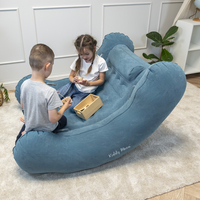 KiddyMoon Fauteuil Sensoriel Gonflable À Bascule Enfant Avec Poignées Et Pompe, bleu, L