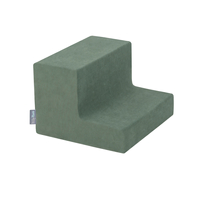 KiddyMoon Aire Velvet De Jeux en Mousse avec Rond Piscine à Balles pour Enfants, vert forêt: turquoise foncé/gris de vert/blanc, Piscine (100 Balles) + Marches