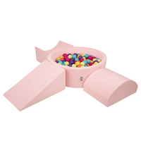 KiddyMoon Aire De Jeux en Mousse avec Rond Piscine à Balles pour Enfants, rose:vert clair/jaune/turq/orange/r.foncé/violet, Piscine (300 Balles) + Version 4