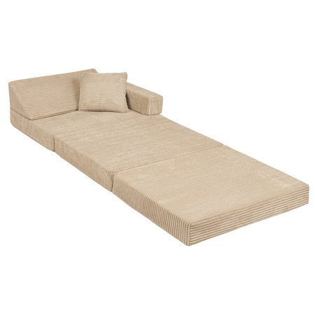 KiddyMoon Fauteuil Enfant Convertible en Mousse, Fauteuil pour Enfants Chaise pour Chambre d'Enfants Matelas Pliable Matelas Fauteuil Relax Fauteuil Douillet, beige, Fauteuil avec Oreiller