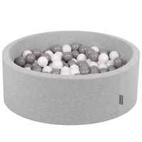 KiddyMoon Piscine à Balles ∅ 7Cm pour Bébé Rond Fabriqué En UE, gris clair:blanc/gris, 90x30cm/300 balles