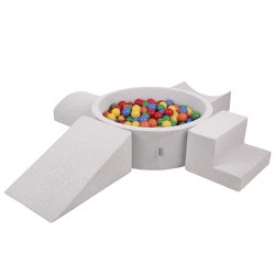 KiddyMoon Aire De Jeux en Mousse avec Rond Piscine à Balles pour Enfants, gris clair: jaune/vert/bleu/rouge/orange, Piscine (200 Balles) + Version 5