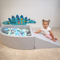 KiddyMoon Aire De Jeux en Mousse avec Quart Angulaire Piscine À Balles pour Bébé, gris clair: perle/gris/transparent/babyblue/menthe, Piscine (200 Balles) + Pente