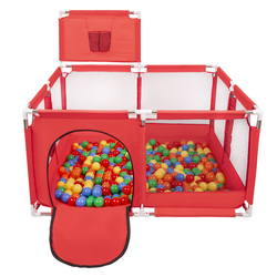 parc bébé avec balles plastiques aire de jeu pliable basket, Rouge:vert/jaune/bleu/rouge/orange, 100 balles