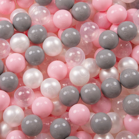 Tente Château Pour Enfants Tente de Jeu Avec Balles Colorées Jouet Cabane Pop-up Château Facile À Monter Maison de Jeu Pour Intérieur et Extérieur, gris: perle-gris-transparent-rose poudré, 105x90cm/100 balles