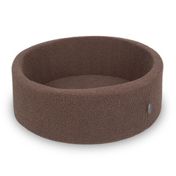 KiddyMoon Piscine à Balles Boules 7 cm pour un Remplissage plus Généreux Pour Bébés au Housse Teddy, Convient dès 8 Mois, brun, 90x30cm/SANS balles