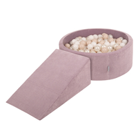 KiddyMoon Parcours Motricité En Mousse Avec Balles Enfants Favorise Créativité, Violet : beige pastel/blanc/perle, Piscine (100 Balles)+ Pente