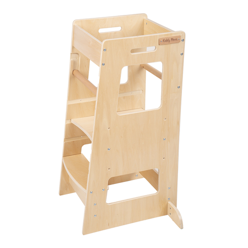 KiddyMoon Tour D'Apprentissage/D'Observation Montessori pour Enfant en Bois 3 Hauteurs Réglables Pieds Anti-Bascule, Naturel, 91,5x39,3x49,4