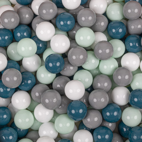 KiddyMoon Balles Colorées Plastique ∅7cm pour Piscine Enfant Bébé Fabriqué en EU, turquoise foncé/gris/blanc/menthe, 200 Balles/7cm