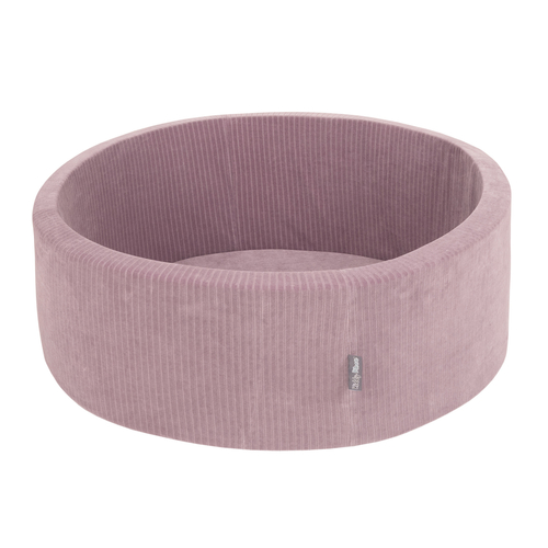 KiddyMoon Piscine À Balles pour Enfants Mousse Côtelé Pour Motricité Bébé, Violet : bleu pastel/perle/rose poudré/blanc, 90x30cm/300 balles