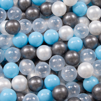 KiddyMoon Balles Colorées Plastique ∅7cm pour Piscine Enfant Bébé Fabriqué en EU, transparent/argenté/perle/baby blue, 200 Balles/7cm
