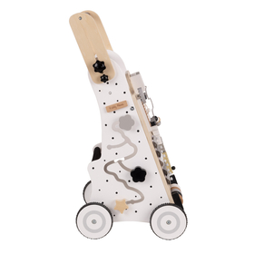 KiddyMoon Trotteur avec un Tableau D'activité, Chariot de Marche pour Bébé, Noir-Blanc, Poignée réglable