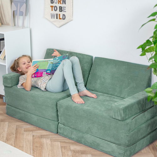 KiddyMoon Fauteuil Enfant Convertible en Mousse, Fauteuil pour Enfants Chaise pour Chambre d'Enfants Matelas Pliable Matelas Fauteuil Relax Fauteuil Douillet, vert, Fauteuil