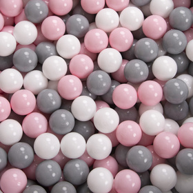 KiddyMoon Aire De Jeux en Mousse avec Rond Piscine à Balles pour Enfants, rose:blanc/gris/rose poudré, Piscine (200 Balles) + Version 6