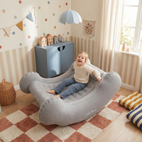 KiddyMoon Fauteuil Sensoriel Gonflable À Bascule Enfant Avec Poignées Et Pompe, gris clair, L