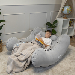 KiddyMoon Fauteuil Sensoriel Gonflable À Bascule Enfant Avec Poignées Et Pompe, gris, L