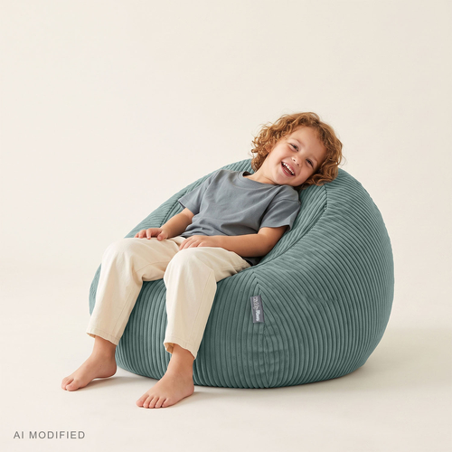 KiddyMoon pouf enfant rangement jouets zippé fonction assise polyester, vert, sac