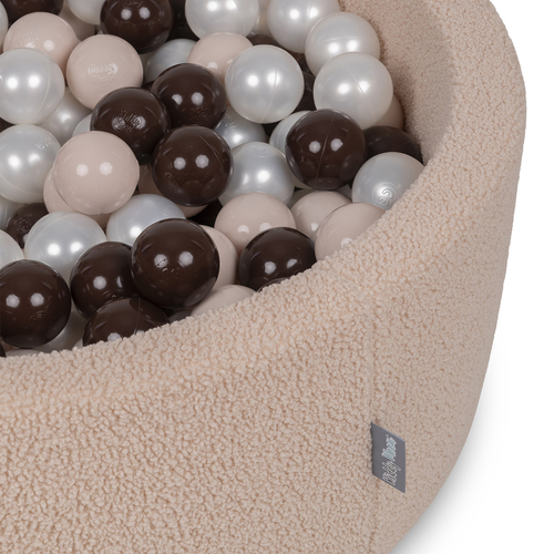 KiddyMoon Piscine à Balles Boules 7 cm pour un Remplissage plus Généreux Pour Bébés au Housse Teddy, Convient dès 8 Mois, Beige: Beige Pastel/Marron/Perle
