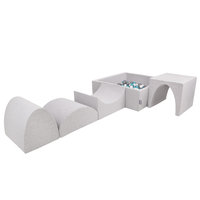 KiddyMoon Aire De Jeux en Mousse avec Carré Piscine À Balles pour Enfants, gris clair: gris/blanc/turquoise, Piscine (200 Balles) + Version 1