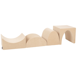 KiddyMoon aire de jeux velours mousse colline/tunnel/rampe L/semi-rouleau L, beige sableux, Multi-Taille