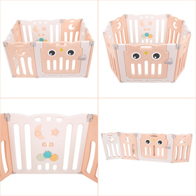 Selonis Parc Bébé Pliable avec Balles Colorées Pour Enfants, blanc-rose:blanc/gris/transparent, 6+2 Panneau/200 Balles