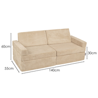 KiddyMoon Canapé Pliant pour Enfants, Canapé Convertible pour Chambre et Salle de Jeux, Matelas au Sol, Mini-Canapé, beige, Canapés