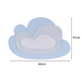 Déco murale KiddyMoon Relief 3D décoration en bois contreplaqué, nuage : bleu/gris, UNI