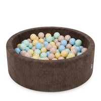 KiddyMoon Piscine Bébé, Piscine À Balles Pour Bébé Et Enfant, Piscine Enfant En Mousse Douce, Housse Côtelée Lavable, Marron: Beige past/Bleu past/Jaune past/Menthe, 90x30cm/200 Balles