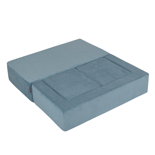 KiddyMoon Canapé en Mousse pour Enfants avec Deux Poufs Pour chambre d'enfant Léger Confortable Polyvalent Housse Amovible Design Moderne Parfait pour Jouer, bleu, Canapé/Pouf