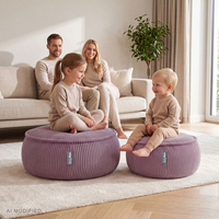 KiddyMoon Pouf enfant en mousse avec housse amovible, gris clair, L