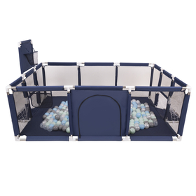 Parc Bébé avec Balles Plastiques Aire De Jeu Pliable Basket Football, Bleu foncé:perle/gris/transparent/babyblue/menthe, 900 balles