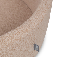 KiddyMoon Piscine à Balles Boules 7 cm pour un Remplissage plus Généreux Pour Bébés au Housse Teddy, Convient dès 8 Mois, beige, 90x30cm/SANS balles