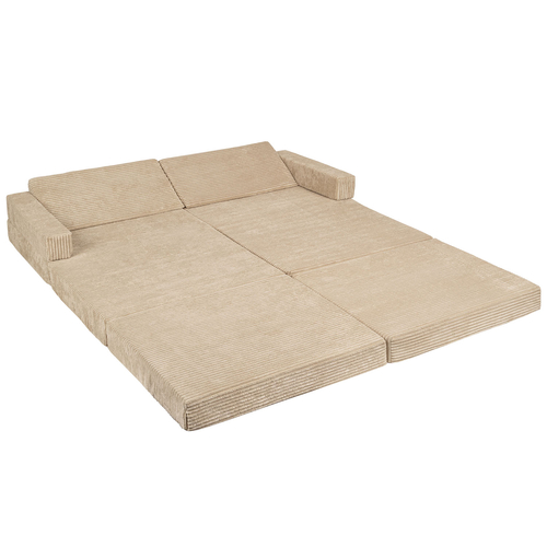 KiddyMoon Canapés Pliant pour Enfants Canapé-Lit Convertible Bébés-Canapé Lit Coucher Salle de Jeux Pliable Matelas au Sol Mini-Canapé Chaise-Lit, beige, 140x55x30 cm
