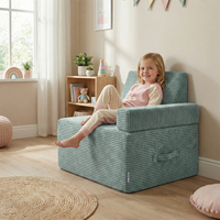 KiddyMoon Coussin Sauteur Enfant Mini Trampoline Interieur Rembourrage A Ressorts Housse Amovible En Tissu Cotele Deux Poignees Des 3 Ans, Vert, Mini Trampoline Avec Dossier Et Accoudoir