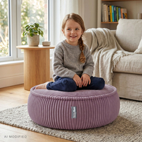 KiddyMoon Pouf enfant en mousse avec housse amovible, gris clair, L