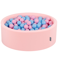 KiddyMoon Piscine à Balles ∅ 7Cm pour Bébé Rond Fabriqué En UE, bubble-gum: rose poudré/babyblue, 90x30cm/300 Balles