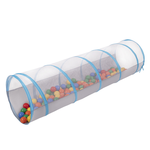 Tunnel Pliable Pour Enfants Tunnel de Jeu Avec Balles Jouet de Pliable Pop-up Pour Bébé Idéal Pour Jouer À L'Intérieur Et À L'Extérieur, gris-bleu: jaune/vert/bleu/rouge/orange, 200 Balles