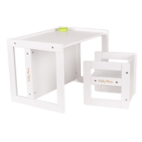KiddyMoon Table Et Chaise pour Enfants Petit Bureau TC-002, blanc, Table: 61x44x44 cm/Chaise: 30x30x30 cm
