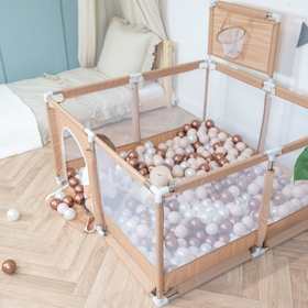 parc bébé avec balles plastiques aire de jeu pliable basket, beige : beige pastel/cuivre/blanc/noir, 400 balles