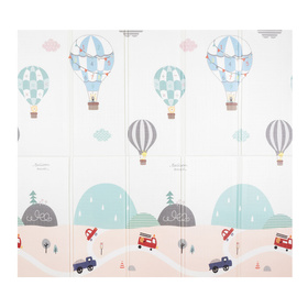 KiddyMoon Tapis de Jeu pour Enfant Bébé Tapis Mousse Tapis de Sol Tapis d'éveilBebe Reversible Stimulation De L'Imagination Pliable Pour L'Intérieur Et L'Extérieur, gris-ballons, 180x200x1cm