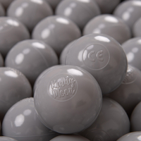 KiddyMoon Balles pour Piscine Colorées ∅6cm Plastique Enfant Bébé Fabriqué en EU, gris, 200 Balles/6cm