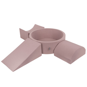 KiddyMoon Aire De Jeux en Mousse avec Rond Piscine à Balles pour Enfants, bruyère: brun/cuivre/beige pastel/saumon, Piscine (200 Balles) + Version 4